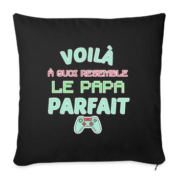 Papa Geek - Housse de coussin décorative 45 x 45 cm - noir - Devant
