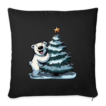 Christmas bear on the Christmas tree: festive joy - Sofa pillowcase 17,3'' x 17,3'' (45 x 45 cm) - black - Front