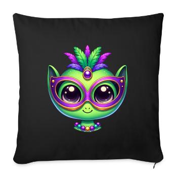 Mardi Gras Alien Head Comic Mask - Sofa pillowcase 17,3'' x 17,3'' (45 x 45 cm) - black - Front