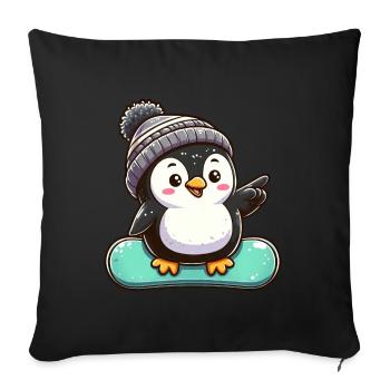 Penguin Snowboarder Winter Sports Design - Sofa pillowcase 17,3'' x 17,3'' (45 x 45 cm) - black - Front