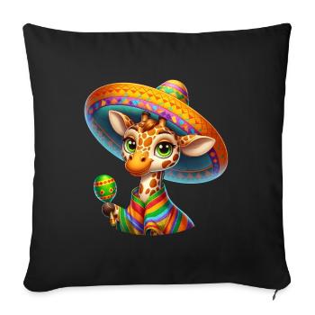 Cinco de Mayo Girafe mignonne aux yeux verts - Housse de coussin décorative 45 x 45 cm - noir - Devant