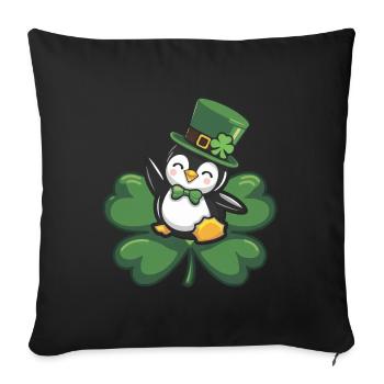 St. Patrick's Day Pinguin: Niedliches - Sofakissenbezug 45 x 45 cm - Schwarz - Vorne