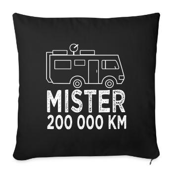 Camping Mister 200 000 km cadeau camping car - Housse de coussin décorative 45 x 45 cm - noir - Devant