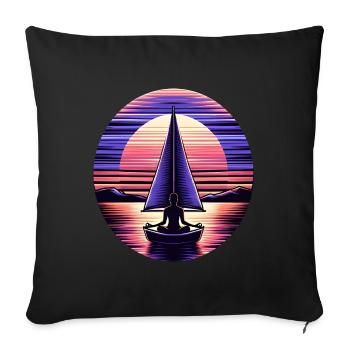 Segeln Meditation Sonnenuntergang Design - Sofakissenbezug 45 x 45 cm - Schwarz - Vorne