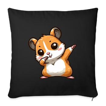 Dabbing Hamster: Cute Cartoon Fun - Sofa pillowcase 17,3'' x 17,3'' (45 x 45 cm) - black - Front