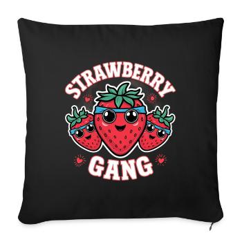 Strawberry Gang - Team Strawberry Picker - Sofa pillowcase 17,3'' x 17,3'' (45 x 45 cm) - black - Front
