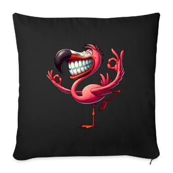 Cute Cartoon Flamingo Yoga Gymnastics - Sofa pillowcase 17,3'' x 17,3'' (45 x 45 cm) - black - Front