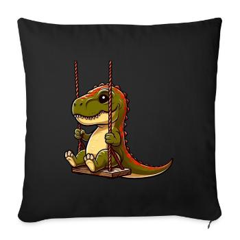 Pensive T-Rex on Playground Swing - Sofa pillowcase 17,3'' x 17,3'' (45 x 45 cm) - black - Front
