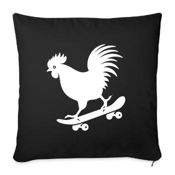 Chicken Rooster Hen Skateboard Skater Silhouette - Sofa pillowcase 17,3'' x 17,3'' (45 x 45 cm) - black - Front