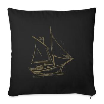 Voilier Silhouette Mer Design Minimaliste - Housse de coussin décorative 45 x 45 cm - noir - Devant