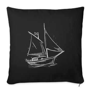Voilier Silhouette Mer Design Minimaliste - Housse de coussin décorative 45 x 45 cm - noir - Devant