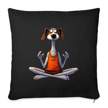 Yoga pour chien / Chien Yogi - Housse de coussin décorative 45 x 45 cm - noir - Devant