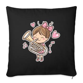 Petit joueur de tuba - Housse de coussin décorative 45 x 45 cm - noir - Devant