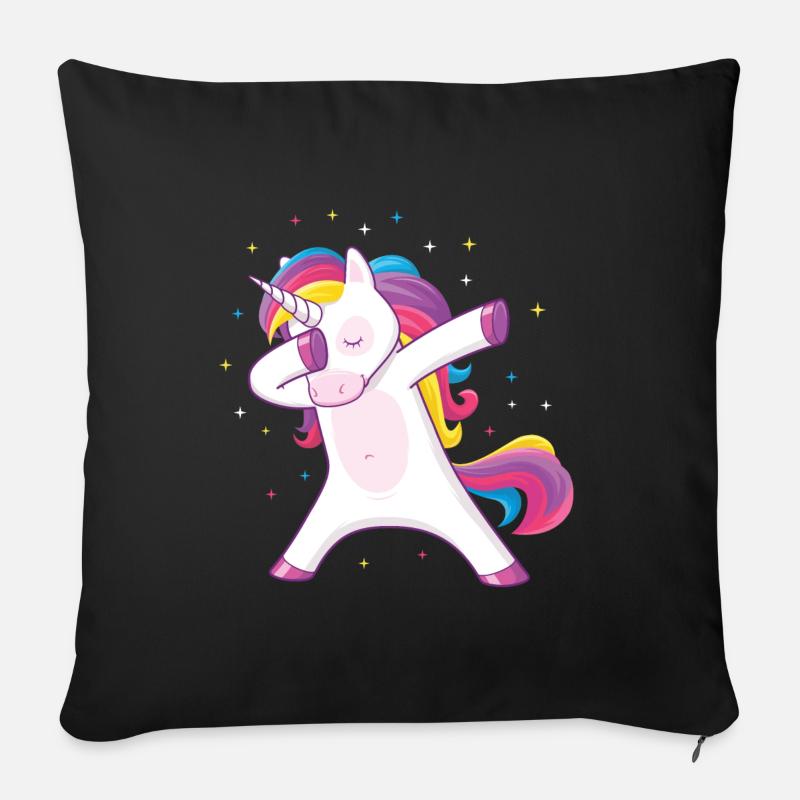 dabbing unicorn - Sofakissenbezug 45 x 45 cm - Schwarz