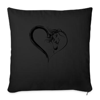 Coeur de cheval - Housse de coussin décorative 45 x 45 cm - noir - Devant