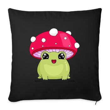 Frog and mushroom - Sofa pillowcase 17,3'' x 17,3'' (45 x 45 cm) - black - Front