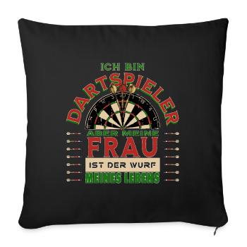 Jeu de vie pour joueur de fléchettes et jeu de vie - Housse de coussin décorative 45 x 45 cm - noir - Devant