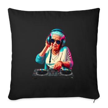 DJ Grandma Grandma Hipster with Sunglasses Headphones - Sofa pillowcase 17,3'' x 17,3'' (45 x 45 cm) - black - Front