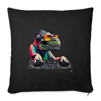 Cool T-Rex DJ Mixer Lunettes de soleil Casque - Housse de coussin décorative 45 x 45 cm - noir - Devant