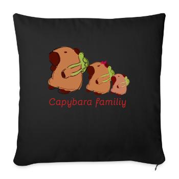 Capybara,capybara familiy,Familie,wandern,Rucksack - Sofakissenbezug 45 x 45 cm - Schwarz - Vorne