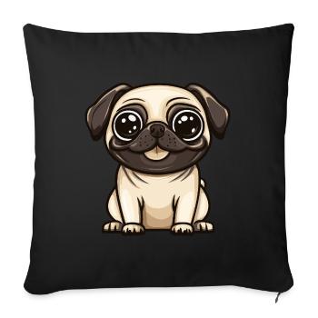 Carlin Chien Mignon - Housse de coussin décorative 45 x 45 cm - noir - Devant