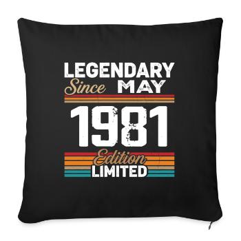 Mai 1981 Vintage Mai 1981 Retro Mai 1981 - Housse de coussin décorative 45 x 45 cm - noir - Devant