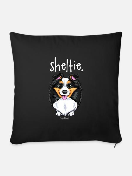 Sheltie Chien Mignon 6 - Housse de coussin décorative 45 x 45 cm - noir