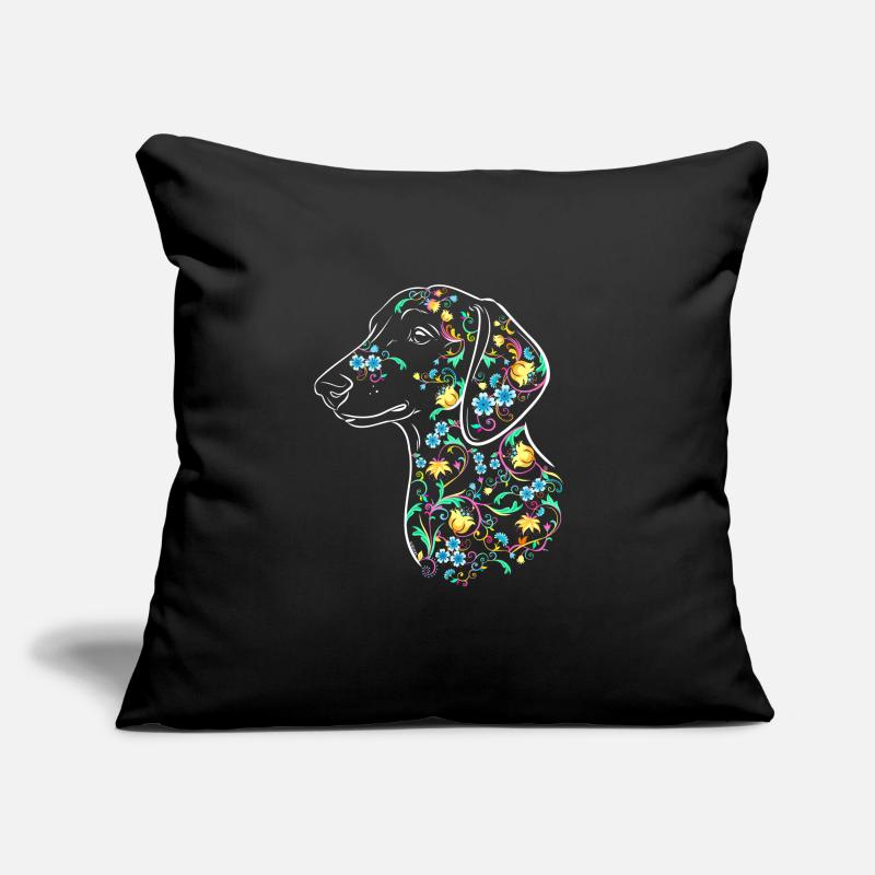 Fleurs de teckel I Housse de coussin décorative 45 x 45 cm
