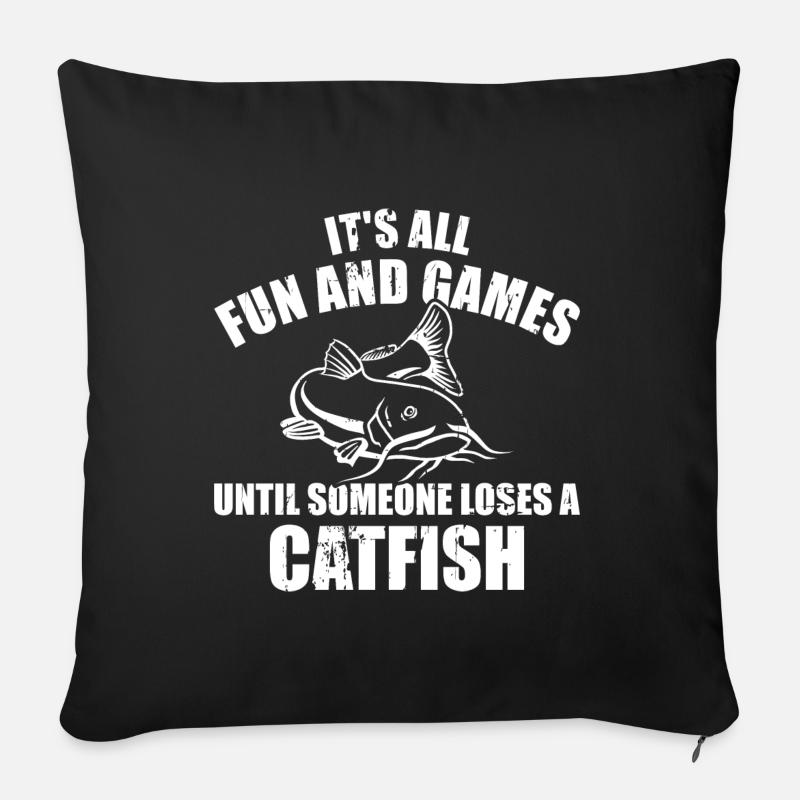 Poisson-chat - Housse de coussin décorative 45 x 45 cm - noir