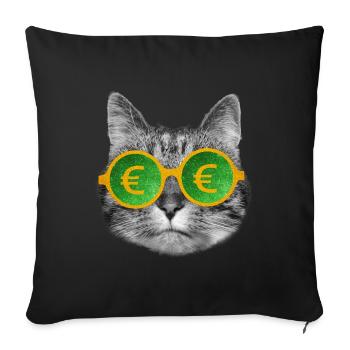 Cat money glasses - Sofa pillowcase 17,3'' x 17,3'' (45 x 45 cm) - black - Front