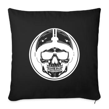 Crâne de motard - Housse de coussin décorative 45 x 45 cm - noir - Devant