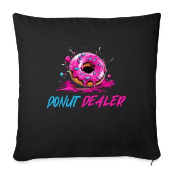 Revendeur de beignets roses - Housse de coussin décorative 45 x 45 cm - noir - Devant