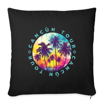 Visite des palmiers de Cancún - Housse de coussin décorative 45 x 45 cm - noir - Devant