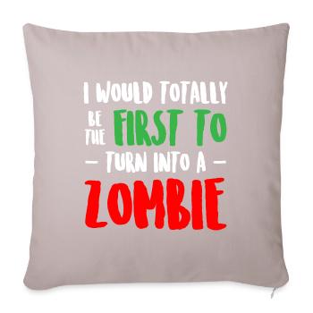 Drôle de zombie - Housse de coussin décorative 45 x 45 cm - taupe clair - Devant