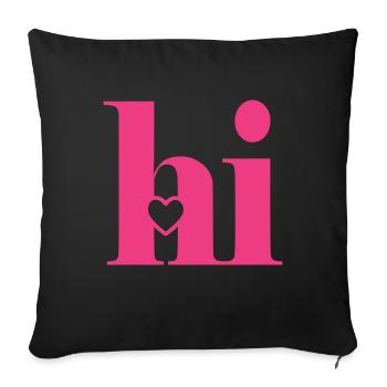 Hi word with heart - Sofa pillowcase 17,3'' x 17,3'' (45 x 45 cm) - black - Front