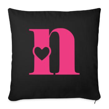 Letter n initial letter with heart - Sofa pillowcase 17,3'' x 17,3'' (45 x 45 cm) - black - Front