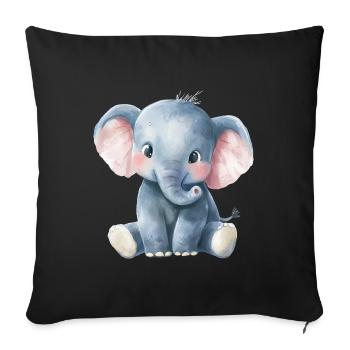 Bébé éléphant - Housse de coussin décorative 45 x 45 cm - noir - Devant