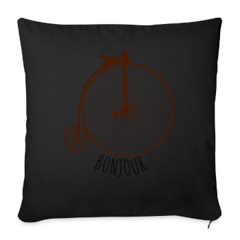 old bike Bonjour - Sofa pillowcase 17,3'' x 17,3'' (45 x 45 cm) - black - Front