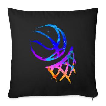 Cadeau de joueur de basket- de basket- sport - Housse de coussin décorative 45 x 45 cm - noir - Devant
