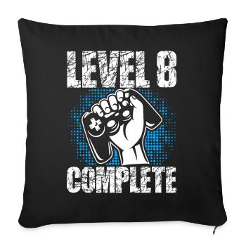 Level 8 Complete Birthday Gift 8 Years Gamer - Sofa pillowcase 17,3'' x 17,3'' (45 x 45 cm) - black - Front