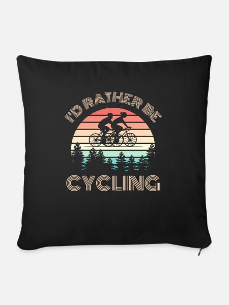 I D RATHER be cycling Fahrrad Spruch Retro Sonne - Sofakissenbezug 45 x 45 cm - Schwarz