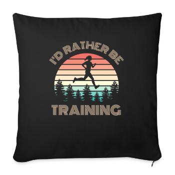 I'D RATHER BE Training Saying Retro Sun - Sofa pillowcase 17,3'' x 17,3'' (45 x 45 cm) - black - Front