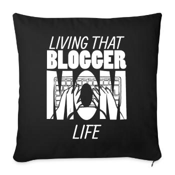Vivre ce blogueur maman vie blogueuse maman - Housse de coussin décorative 45 x 45 cm - noir - Devant