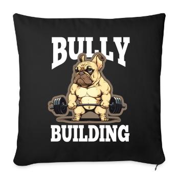 Français Bulldog Frenchie Bodybuilding Dog - Housse de coussin décorative 45 x 45 cm - noir - Devant