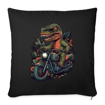 Cool T-Rex dinosaur on motorcycle - Sofa pillowcase 17,3'' x 17,3'' (45 x 45 cm) - black - Front