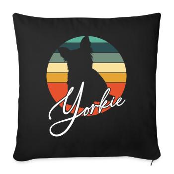 Yorkie Yorkshire Terrier in Vintage Circle - Sofa pillowcase 17,3'' x 17,3'' (45 x 45 cm) - black - Front