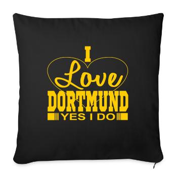 I Love Dortmund: Dortmund Fan-Ich bin Dormund Fan - Sofakissenbezug 45 x 45 cm - Schwarz - Vorne