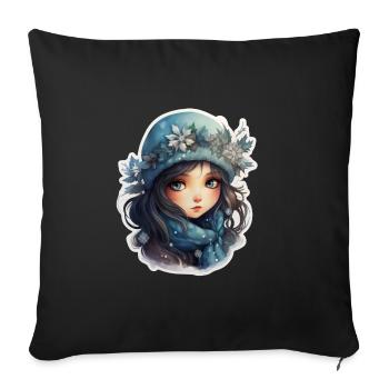 Marie de glace - Housse de coussin décorative 45 x 45 cm - noir - Devant