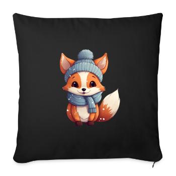 Tiere im Winter Fuchs - Sofakissenbezug 45 x 45 cm - Schwarz - Vorne