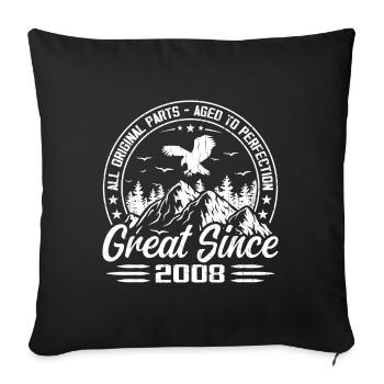 Millésime 2008 Cadeau D'anniversaire Vintage 2008 - Housse de coussin décorative 45 x 45 cm - noir - Devant